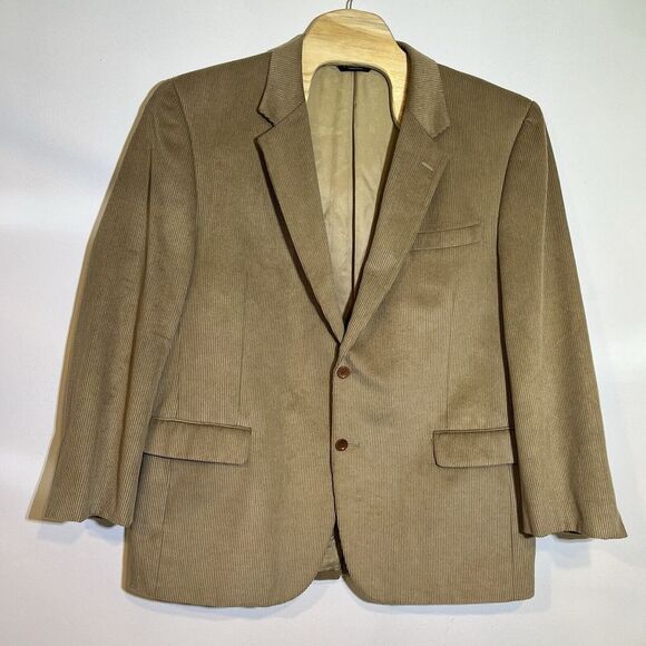 Jos. A.‎ Bank Mens 48L Corduroy Sports Jacket Blazer Khaki Wool Silk 27" Sleeve - Picture 1 of 12